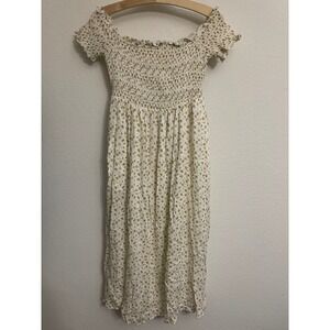 Urban Outfitters Floral Smocked Midi Dress White Yellow Womens Small